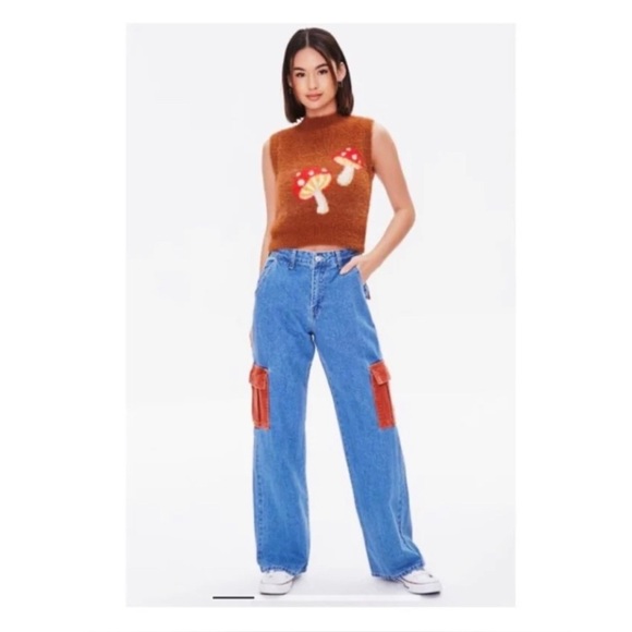 FOREVER 21 Wide Leg Cargo Jeans - Picture 1 of 10